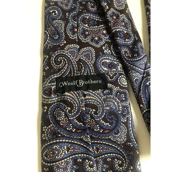 Woolf Brothers Robert Talbott Hand Sewn Tie Silk Paisley 56” 3.5” - Picture 1 of 4